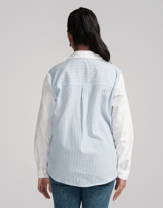 Lennon Flare Long Sleeve Top (Blue)