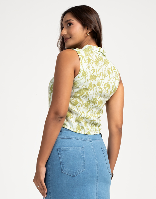 Top No Less Light Green Sleeve Less Top