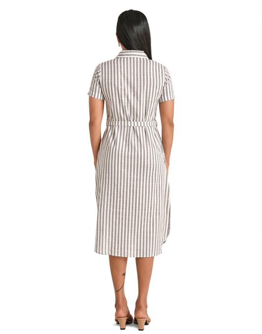 MULTI STRIPE DRESS W/STRIPE POCKET TRIM main image 1