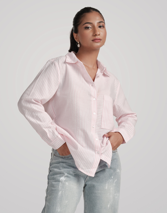 Longline Top In A Light Pink Color main image 1