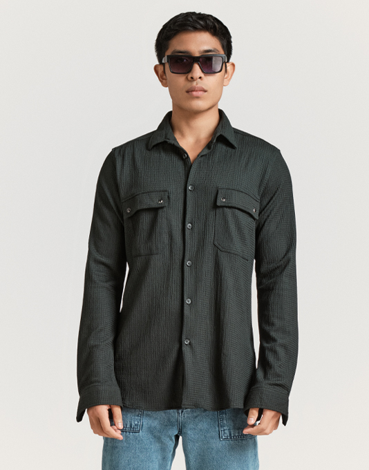 Teal and Grey Double Pocket Shirt main image 1