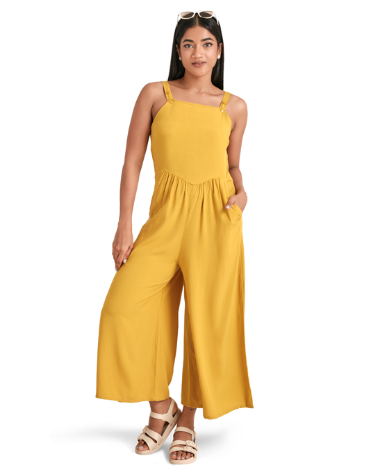 Sleeveless Drawstring Square Neck Fit Jumpsuit main image 1