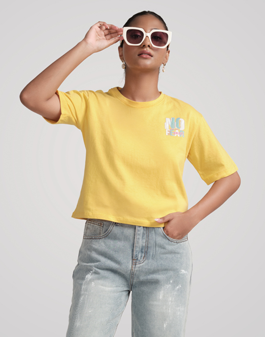 Ladies Short Sleeve cotton T-Shirt Yellow