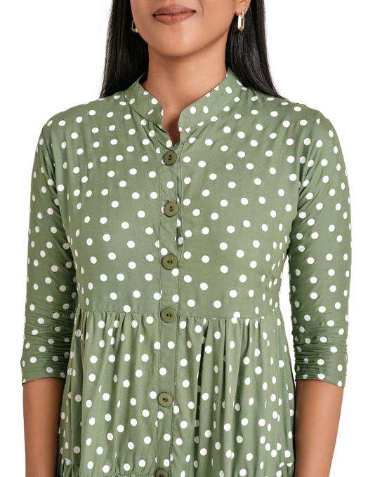 Long Sleeve Polka Dot Dress + Fleece Cape