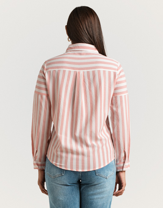 Striped oversized long sleeve top pink main image 1