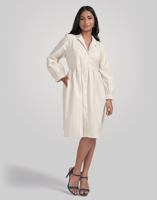 The Stasni Stripe Dress-Cream main image 1
