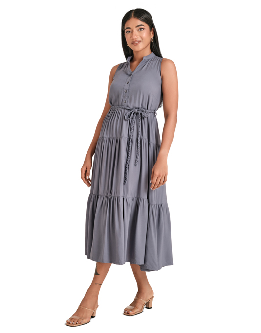 Syah Pret Western Suit Cowl Neck Fringe Dress